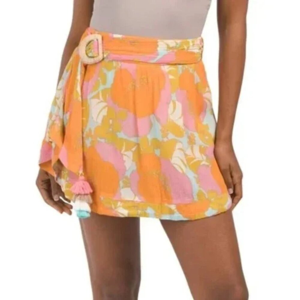 Trina Turk Playa de Flor Belted Floral Cover up Skort. size L